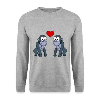 Gorilla Comic Couple Love - Unisex Sweatshirt - salt & pepper - Front - Alina (178cm) & Michal (187cm)