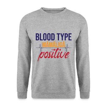 Groupe sanguin Mamaliga Positif - Sweat-shirt Unisexe - gris chiné - Devant - Alina (178cm) & Michal (187cm)
