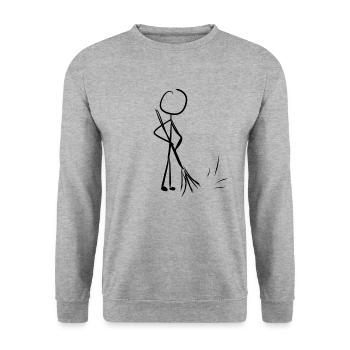 Putzen Putzmann - Unisex Pullover - Weißgrau meliert - Vorne - Alina (178cm) & Michal (187cm)