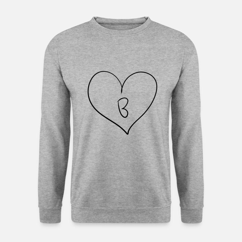 Herz Buchstabe - Unisex Pullover - Weißgrau meliert