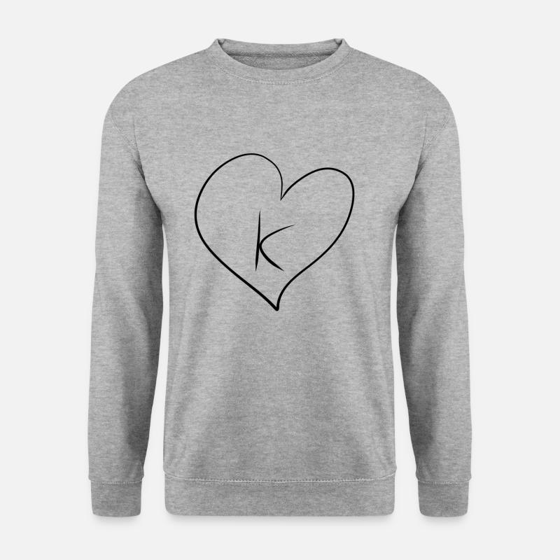 Herz Buchstabe - Unisex Pullover - Weißgrau meliert