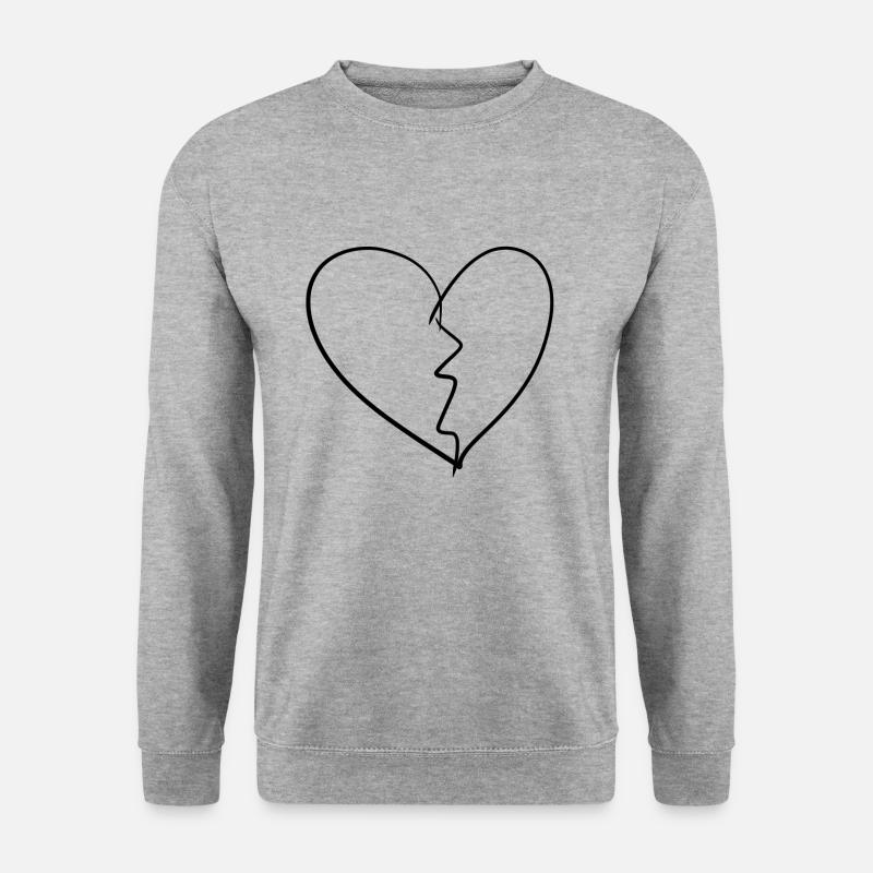 Herz gebrochen - Unisex Pullover - Weißgrau meliert