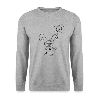 guten Morgen - Unisex Pullover - Weißgrau meliert - Vorne - Alina (178cm) & Michal (187cm)