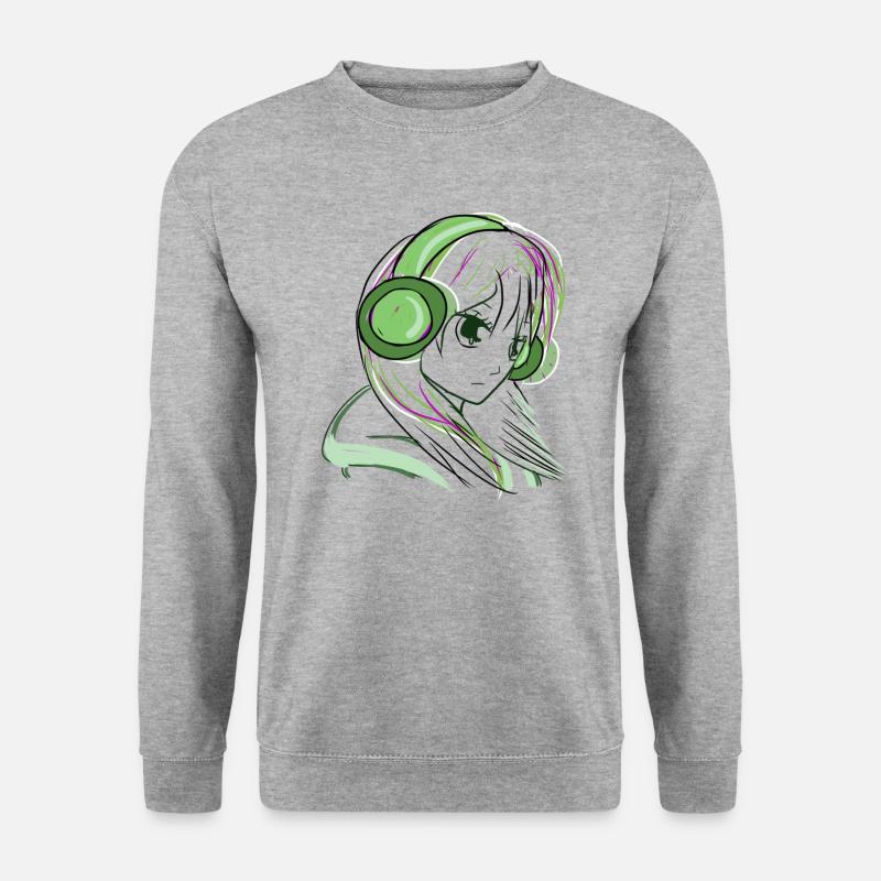 manga grün - Unisex Pullover - Weißgrau meliert