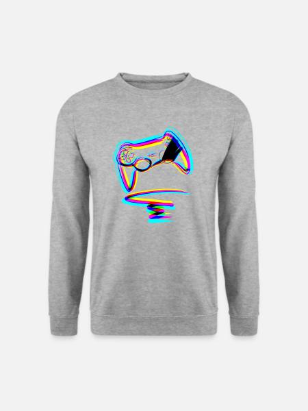 controller gamer zocken linien effekt - Unisex Pullover - Weißgrau meliert