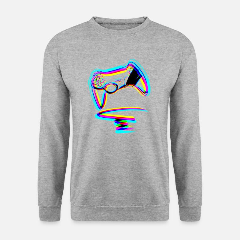 controller gamer zocken linien effekt - Unisex Pullover - Weißgrau meliert