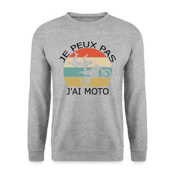 J'Peux Pas J'ai Motocross Cadeau Motard Moto Cross - Sweat-shirt Unisexe - gris chiné - Devant - Alina (178cm) & Michal (187cm)