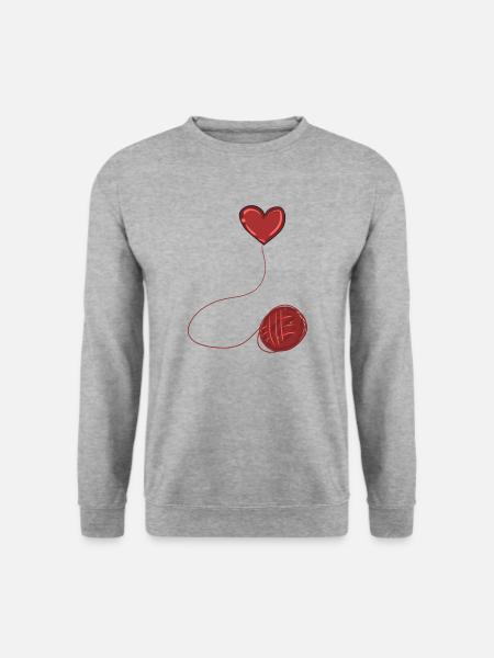 herz rot symbol wolle faden linie - Unisex Pullover - Weißgrau meliert