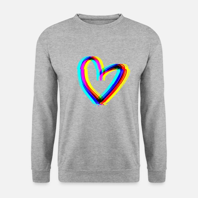 herz effekt 3d symbol liebe - Unisex Pullover - Weißgrau meliert