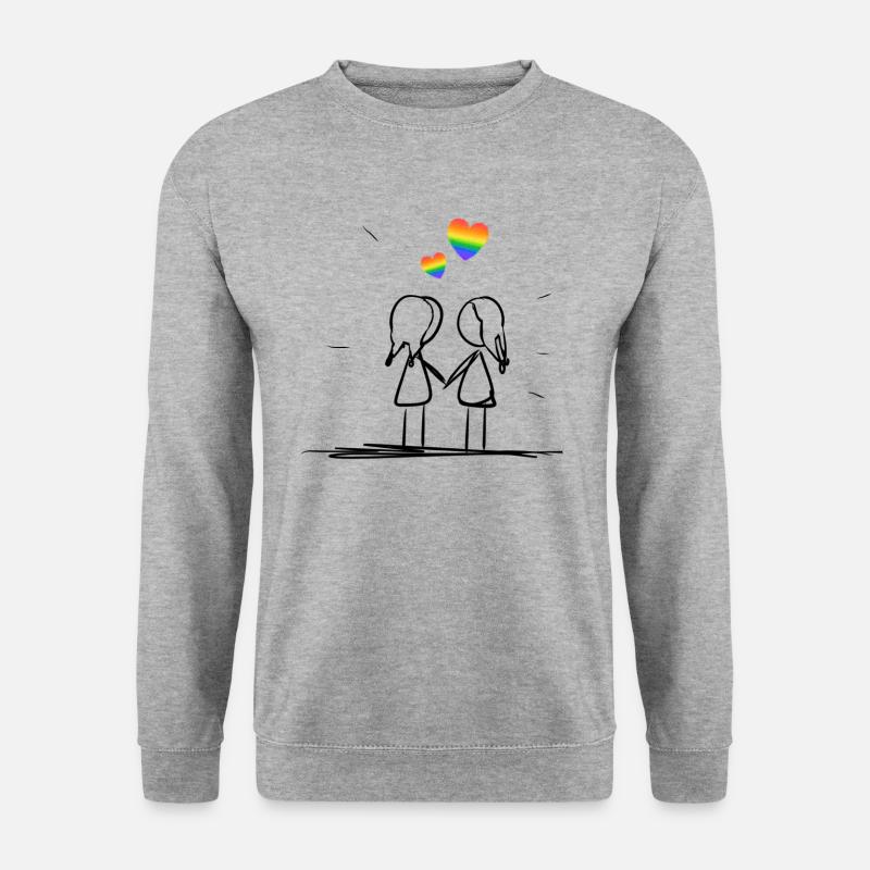 lesbisches Liebespaar - Unisex Pullover - Weißgrau meliert