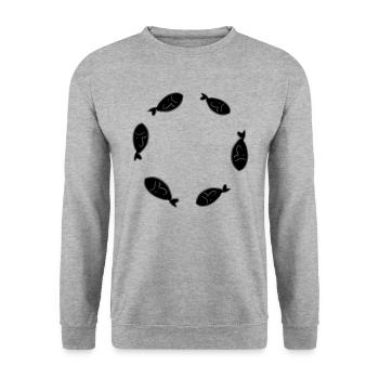circle fish fish swim animal rights activists - Unisex Sweatshirt - salt & pepper - Front - Alina (178cm) & Michal (187cm)