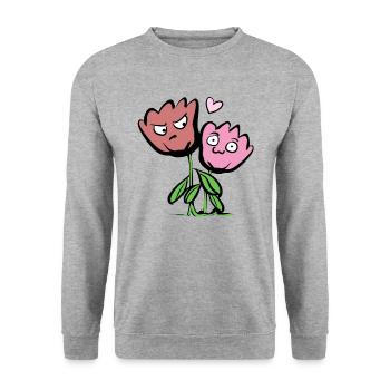 Flowers Friendship Plants Funny Friends - Unisex Sweatshirt - salt & pepper - Front - Alina (178cm) & Michal (187cm)