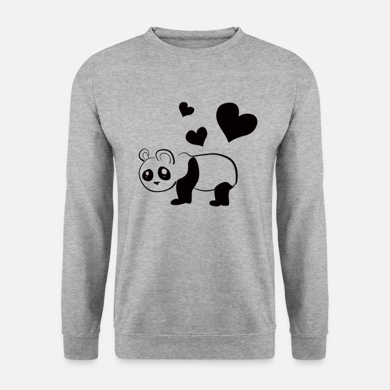 Panda Bär tier Herzen - Unisex Pullover - Weißgrau meliert