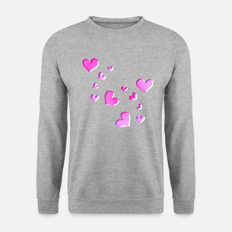 Herzen Muster Rosa symbol glitzer - Unisex Pullover - Weißgrau meliert