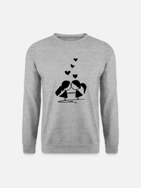 liebespaar herzen lesbisch lgbt symbol - Unisex Pullover - Weißgrau meliert
