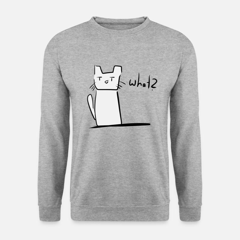 Katze verwirrt süß tier - Unisex Pullover - Weißgrau meliert