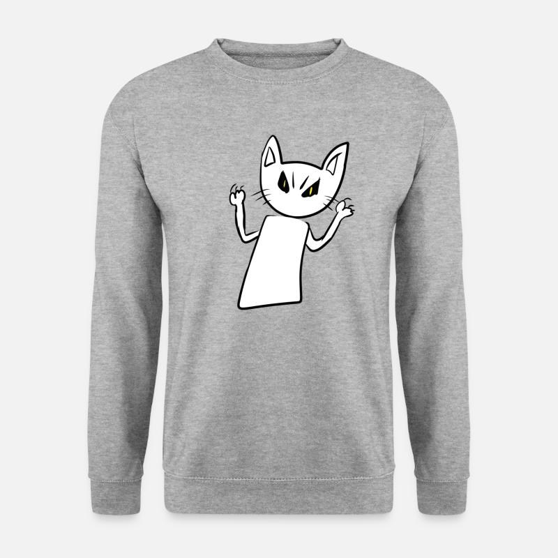 Katze gruselig wütend wut Tier - Unisex Pullover - Weißgrau meliert