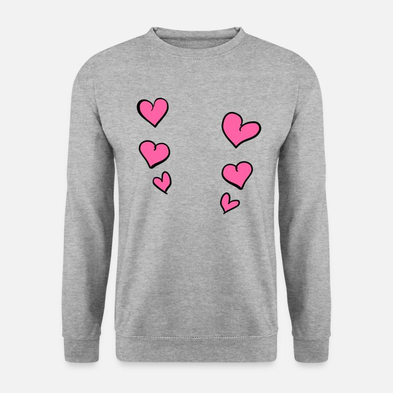 pinke herzen muster - Unisex Pullover - Weißgrau meliert