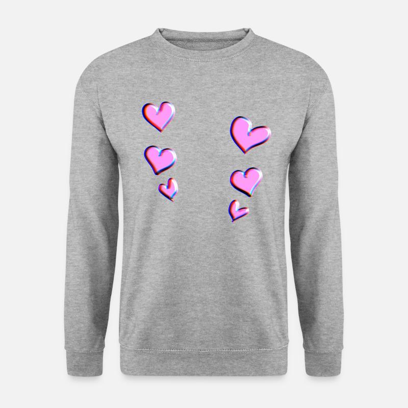 pinke herzen herz muster - Unisex Pullover - Weißgrau meliert