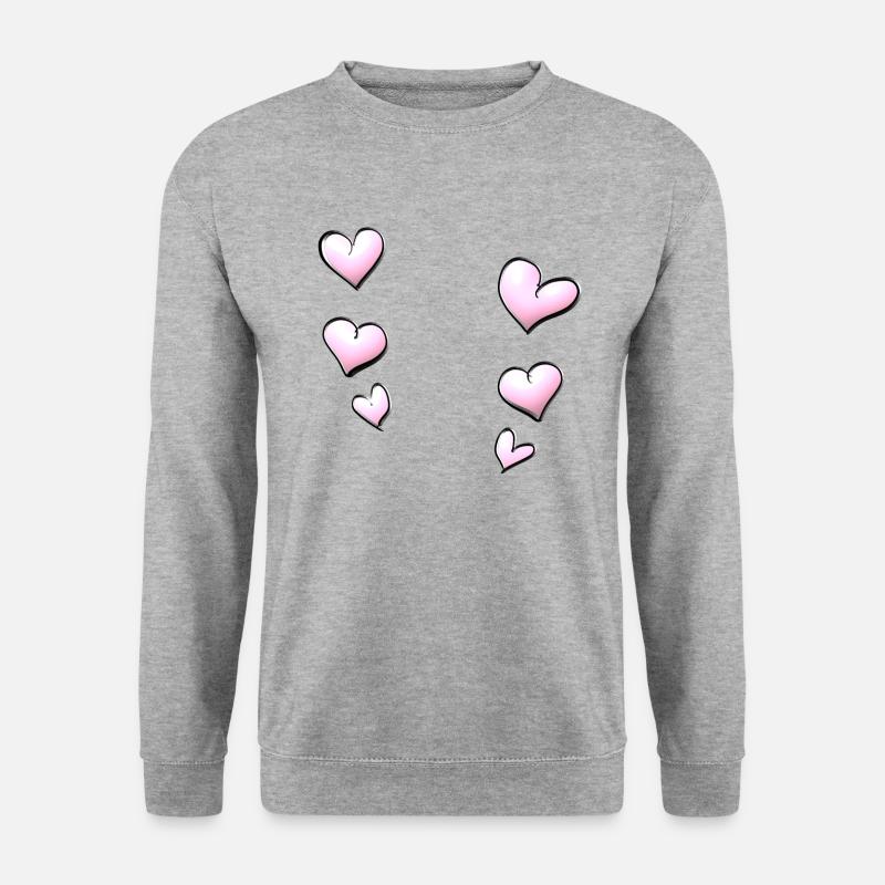herzen muster rosa - Unisex Pullover - Weißgrau meliert