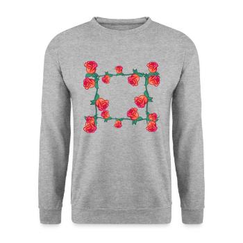 Red Plants Line Flower Rose Rectangle Flowers - Unisex Sweatshirt - salt & pepper - Front - Alina (178cm) & Michal (187cm)