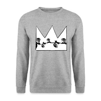 graue krone natur blumen form - Unisex Pullover - Weißgrau meliert - Vorne - Alina (178cm) & Michal (187cm)