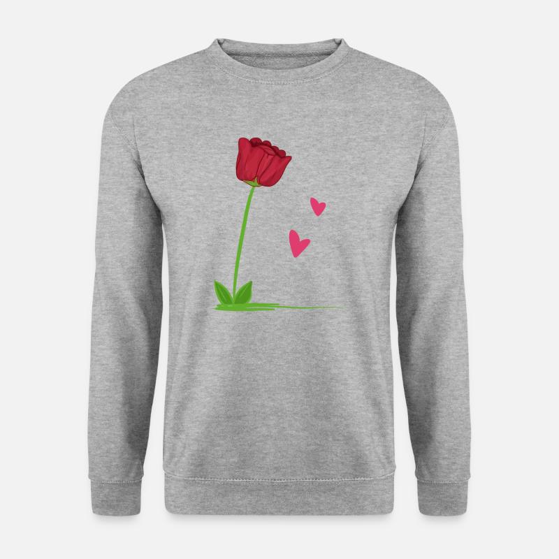 rote rose pflanze blume herzen - Unisex Pullover - Weißgrau meliert