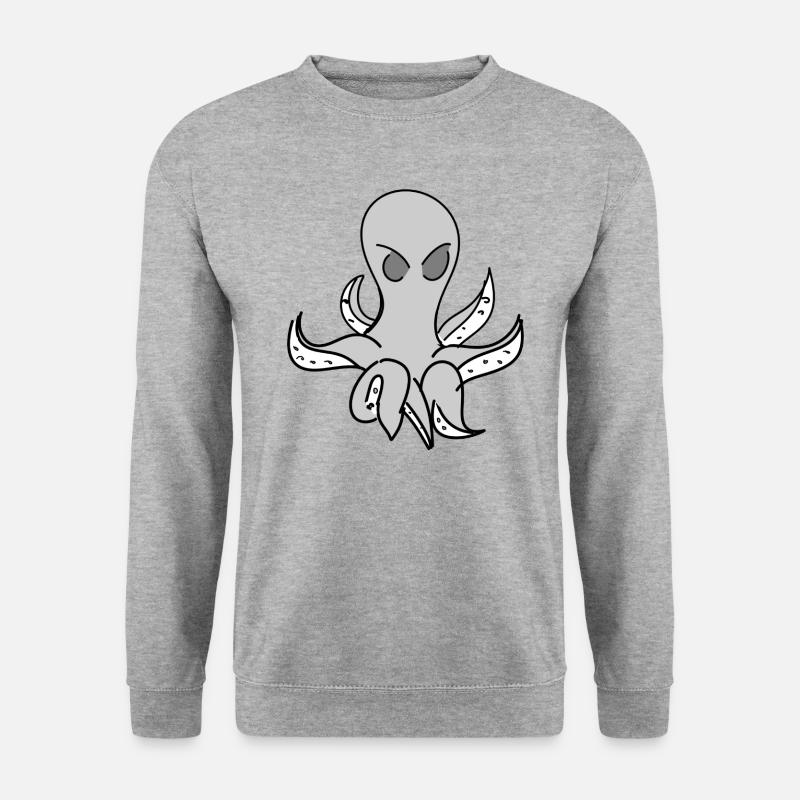 Oktopus Tier grau Meerestier - Unisex Pullover - Weißgrau meliert