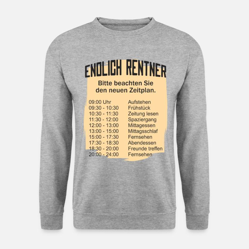 Rentner Zeitplan Tagesablauf - Unisex Pullover - Weißgrau meliert