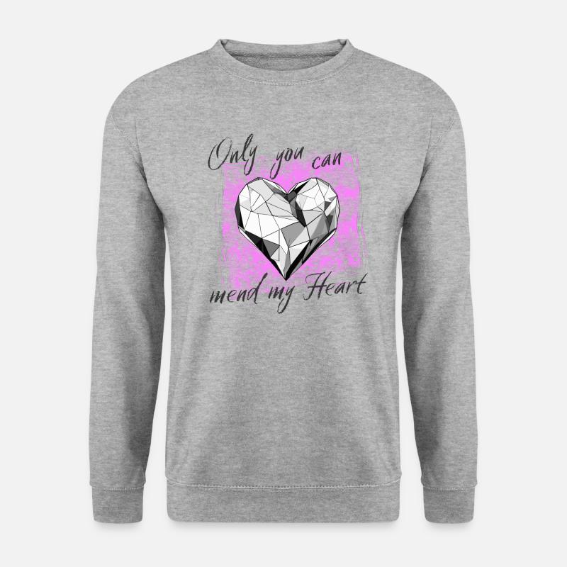 Nur du kannst mein Herz heilen - Unisex Pullover - Weißgrau meliert