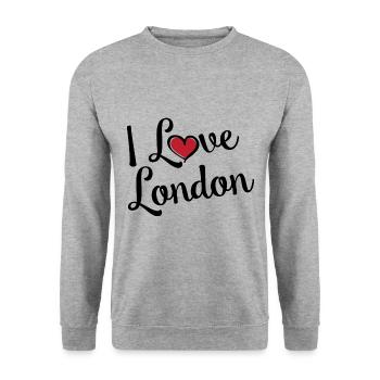 I Love London - Unisex Pullover - Weißgrau meliert - Vorne - Alina (178cm) & Michal (187cm)