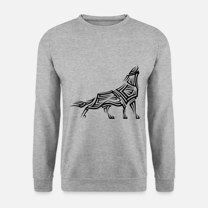 Wolf Tribal Tattoo - Unisex Pullover - Weißgrau meliert