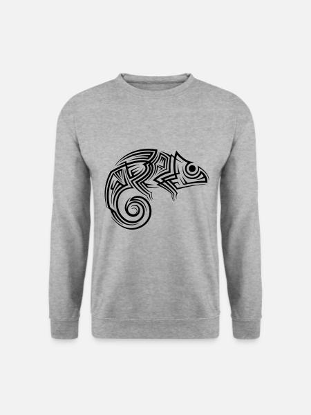 Chamäleon Tribal Tattoo - Unisex Pullover - Weißgrau meliert