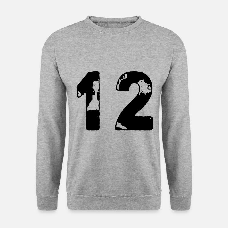 12 Zahl Trikot - Unisex Pullover - Weißgrau meliert