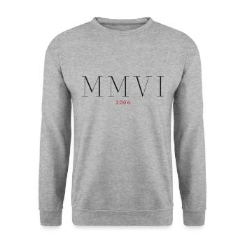 Roman numeral year of birth Made in 2006 - Unisex Sweatshirt - salt & pepper - Front - Alina (178cm) & Michal (187cm)