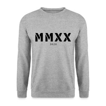 Année de naissance en chiffres romains Fabriqué en 2020 - Sweat-shirt Unisexe - gris chiné - Devant - Alina (178cm) & Michal (187cm)