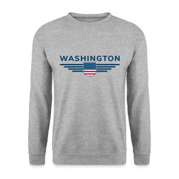 Washington USA Outfit Design T-Shirt - Unisex Pullover - Weißgrau meliert - Vorne - Alina (178cm) & Michal (187cm)