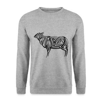 Sheep Tribal Tattoo - Unisex Sweatshirt - salt & pepper - Front - Alina (178cm) & Michal (187cm)