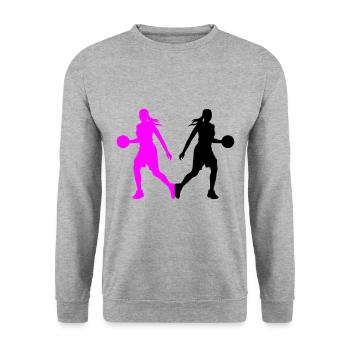 Basketball Player Silhouette Basketball Player Fra - Unisex Sweatshirt - salt & pepper - Front - Alina (178cm) & Michal (187cm)