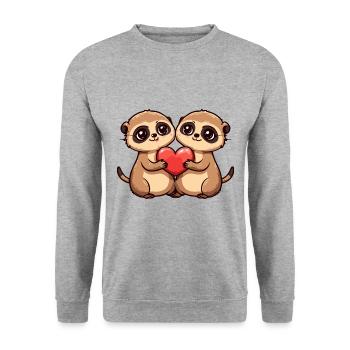 Suricate Couple Amoureux Animal Saint Valentin - Sweat-shirt Unisexe - gris chiné - Devant - Alina (178cm) & Michal (187cm)