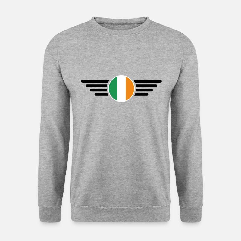 Irland Stil T-Shirt - Unisex Pullover - Weißgrau meliert