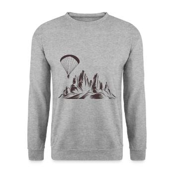 Rétro parapente Silhouette Paragleiten montagnes - Sweat-shirt Unisexe - gris chiné - Devant - Alina (178cm) & Michal (187cm)