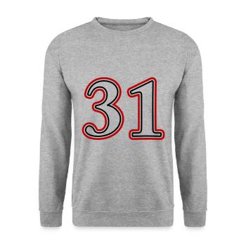 31 Number number - Unisex Sweatshirt - salt & pepper - Front - Alina (178cm) & Michal (187cm)