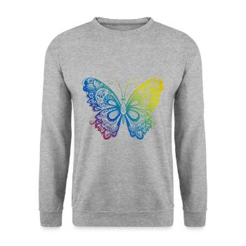 Papillon Mandala Boho - Sweat-shirt Unisexe - gris chiné - Devant - Alina (178cm) & Michal (187cm)
