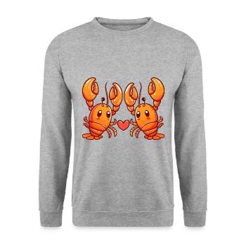 Homard Couple Amoureux Cancer Animal Saint Valentin - Sweat-shirt Unisexe - gris chiné - Devant - Alina (178cm) & Michal (187cm)