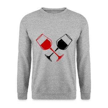 Wine Glass Red Wine Symbol - Unisex Sweatshirt - salt & pepper - Front - Alina (178cm) & Michal (187cm)