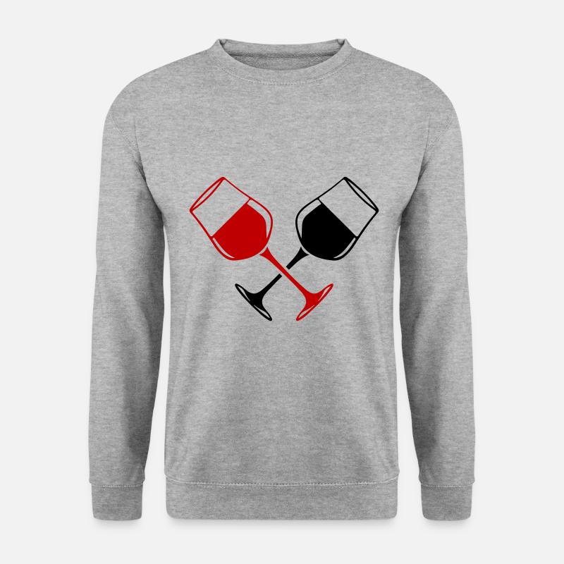 Weinglas Rotwein Symbol - Unisex Pullover - Weißgrau meliert