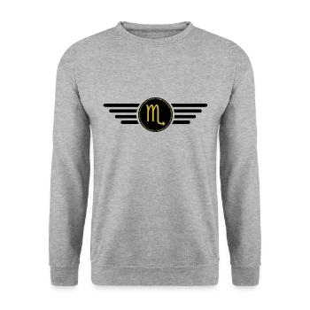 Sternzeichen Skorpion, exklusives T-Shirt Design - Unisex Pullover - Weißgrau meliert - Vorne - Alina (178cm) & Michal (187cm)