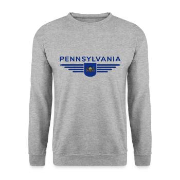 Pennsylvania Fan T-Shirt – Perfekt für Fans - Unisex Pullover - Weißgrau meliert - Vorne - Alina (178cm) & Michal (187cm)