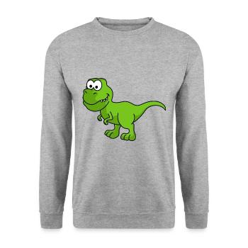 Dinosaur T-Rex Comic - Unisex Sweatshirt - salt & pepper - Front - Alina (178cm) & Michal (187cm)